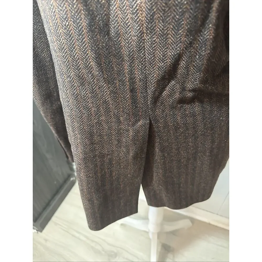 Samuelsohn Sport Coat Men 41 Brown/ Orange Blazer Wool Pinstripe V2